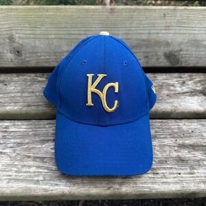 Kansas City Royals New Era 39THIRTY Fitted Hat Baseball Cap Blue Sz Medium/Large